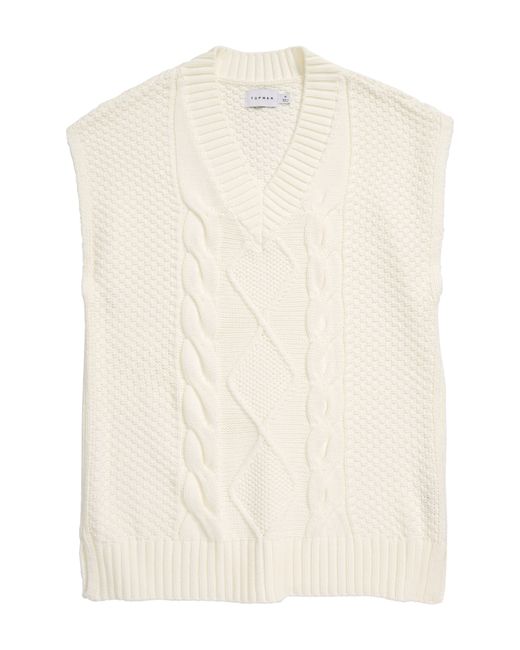 Topman Oversize Cable Knit Sweater Vest in at