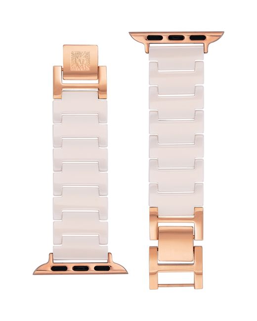AK Anne Klein Ceramic Stainless Steel Apple WatchR Bracelet Band in Rose Gold at