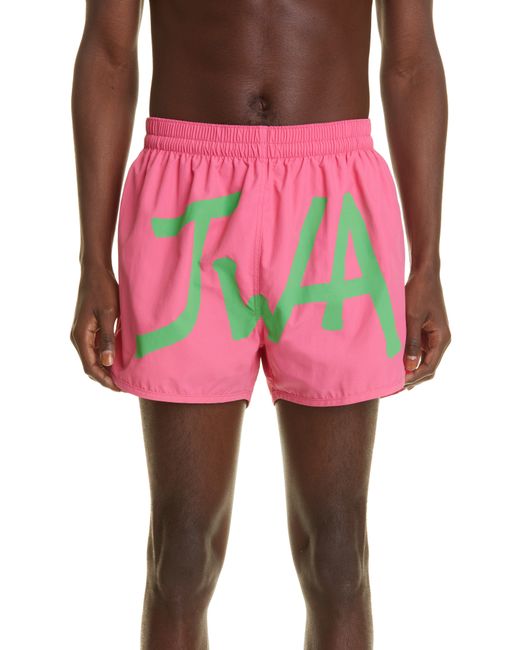 J.W.Anderson Monogram Logo Nylon Swim Trunks in Pink at