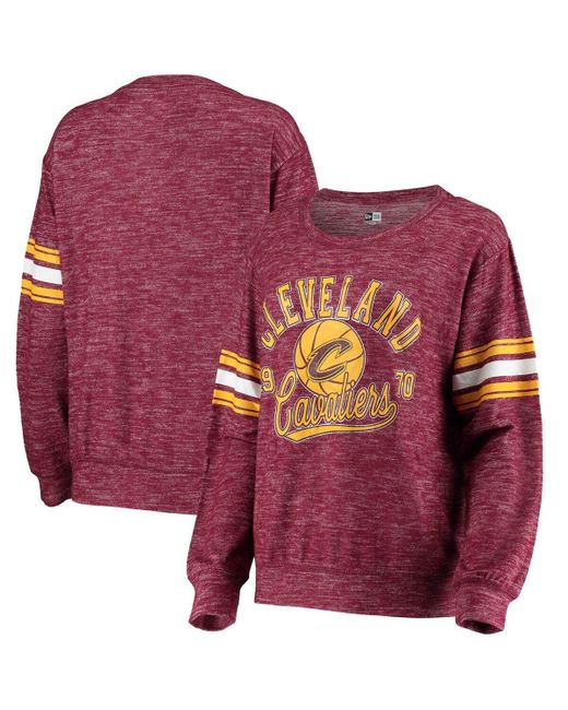 New Era Wine Cleveland Cavaliers Space Dye Tri-Blend Pullover Sweatshirt in at
