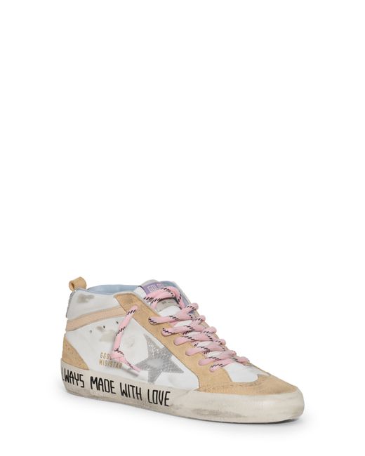 Golden Goose Midstar Made With Love Sneaker in White/Sand/Cream at