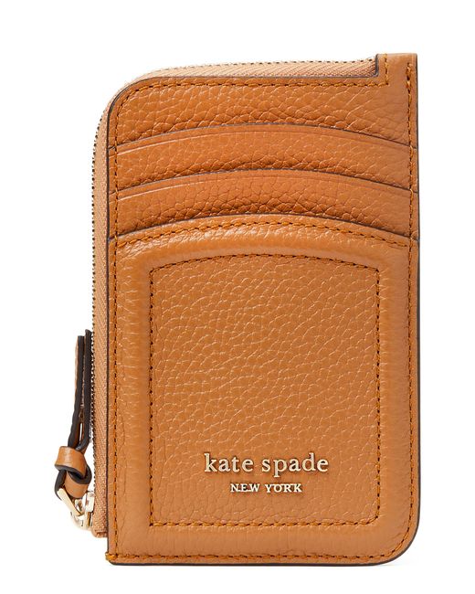 Kate Spade New York knott pebbled leather zip card holder in at