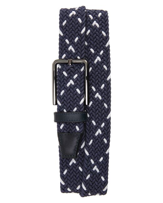 Johnston & Murphy Woven Stretch Knit Belt in Navy/White at