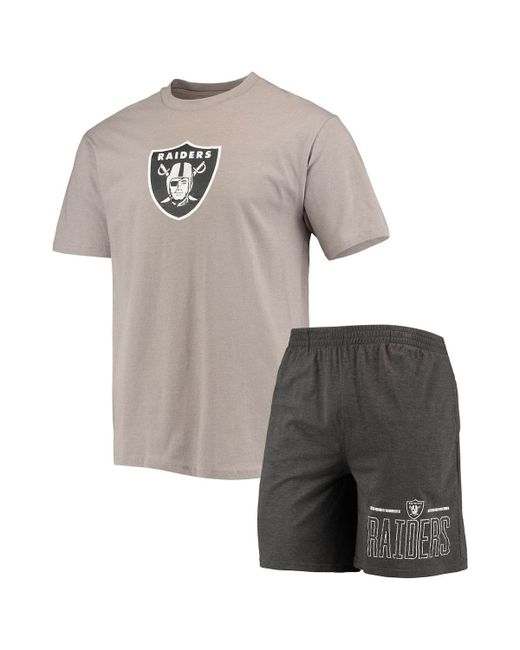 Concepts Sport Charcoal Las Vegas Raiders Meter T-Shirt Shorts Sleep Set at