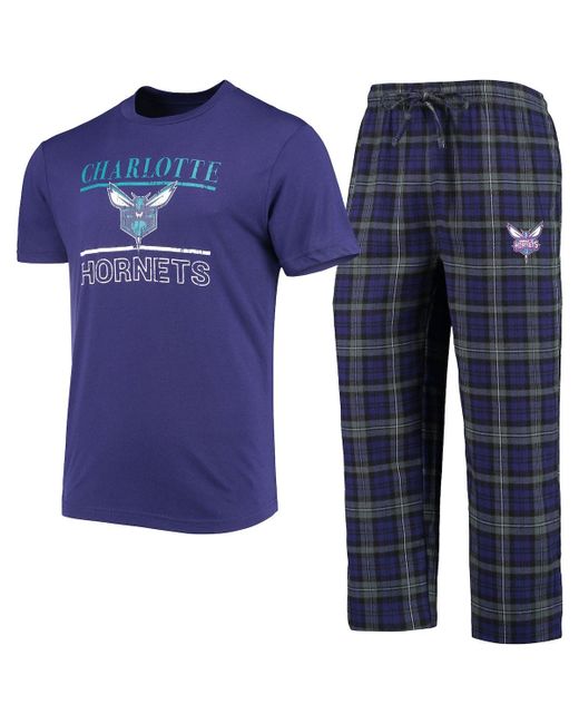 Concepts Sport Black Charlotte Hornets Lodge T-Shirt Pants Set at