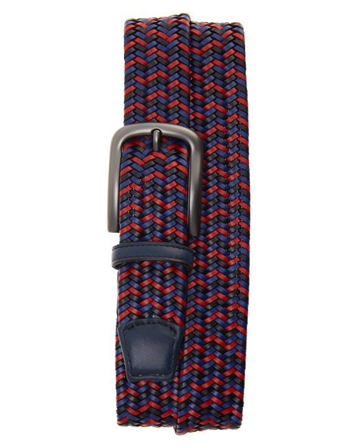 Torino Braided Leather Belt in Navy/Blue at
