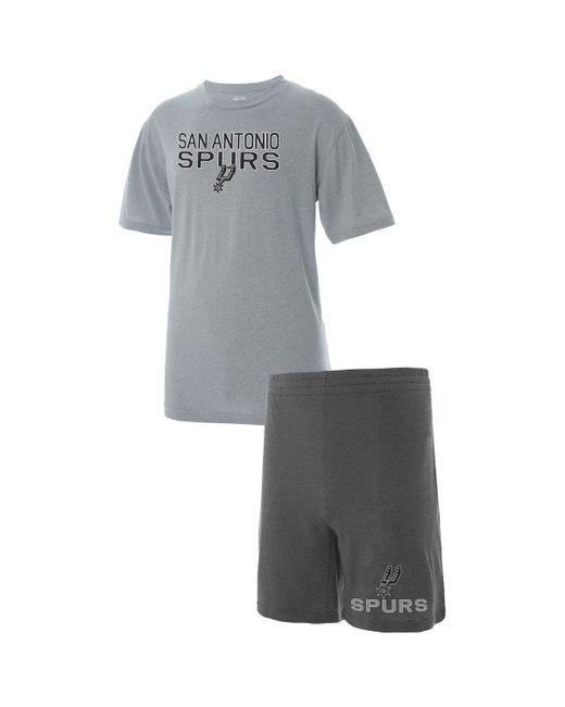 Concepts Sport Heathered Charcoal San Antonio Spurs T-Shirt and Shorts Sleep Set at