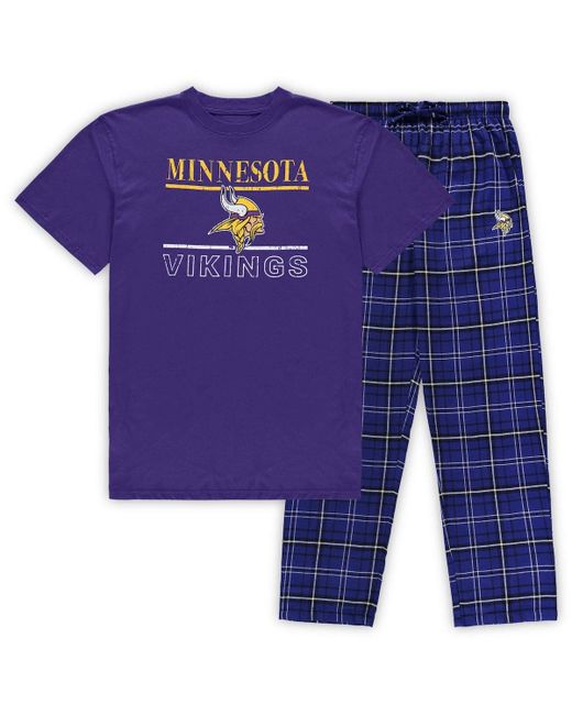 Concepts Sport Minnesota Vikings Big Tall Lodge T-Shirt and Pants Sleep Set at