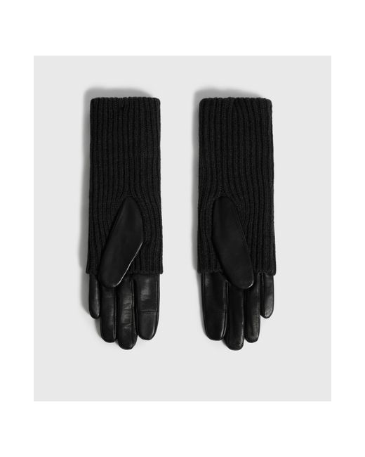 AllSaints Knit Leather Gloves in at