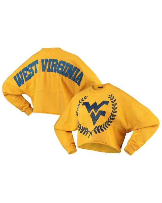 Spirit Jersey West Virginia Mountaineers Laurels Crop Long Sleeve T-Shirt at