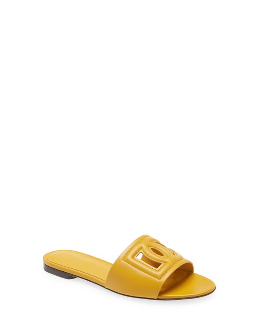 Dolce & Gabbana Bianca Interlock Slide Sandal in at