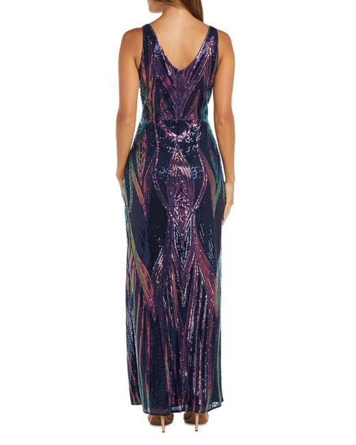 Nightway Deco Sequins Sleeveless Gown in at