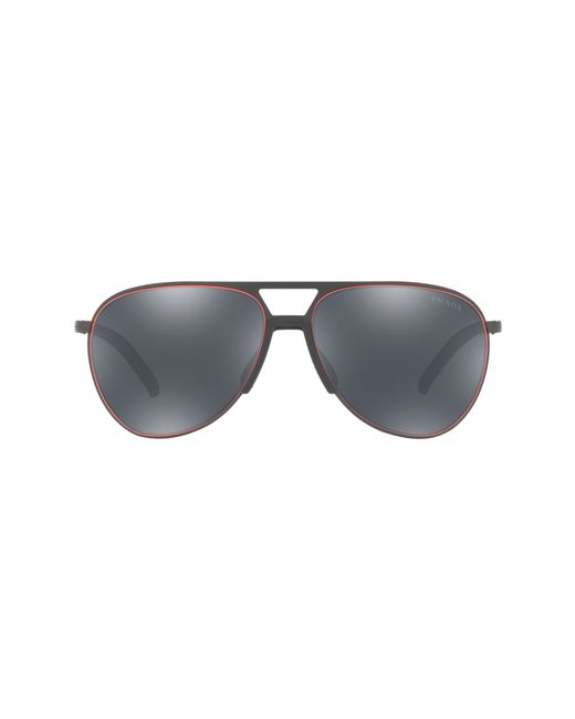 Prada Linea Rossa 59mm Mirrored Pilot Sunglasses in at