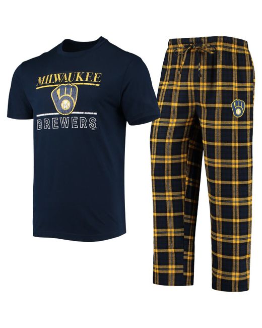 Concepts Sport Gold Milwaukee Brewers Lodge T-Shirt Pants Sleep Set at