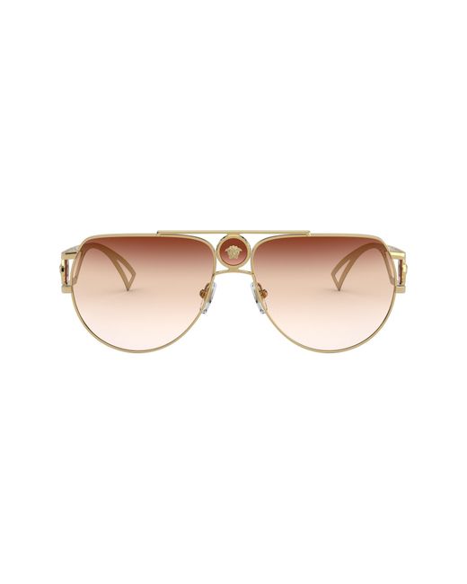 Versace 60mm Aviator Sunglasses in Gold/Orange Gradient at