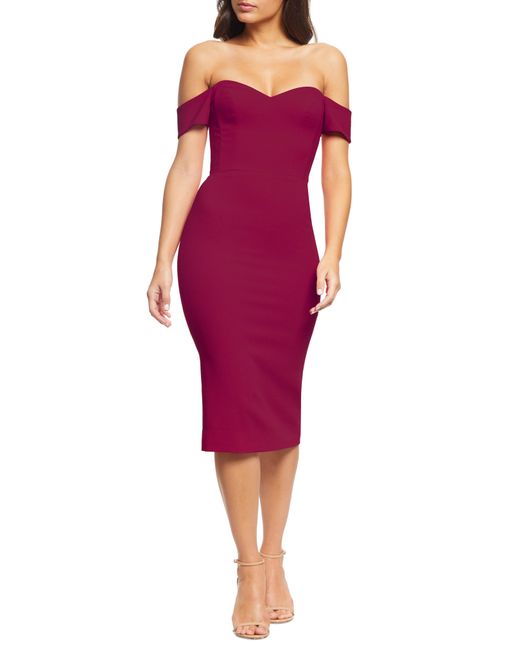 Dress the population Bailey Off the Shoulder Body-Con Dress in at
