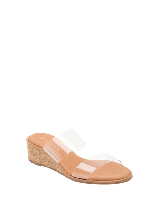Andre Assous Gwenn Wedge Sandal in Clear/Clear at
