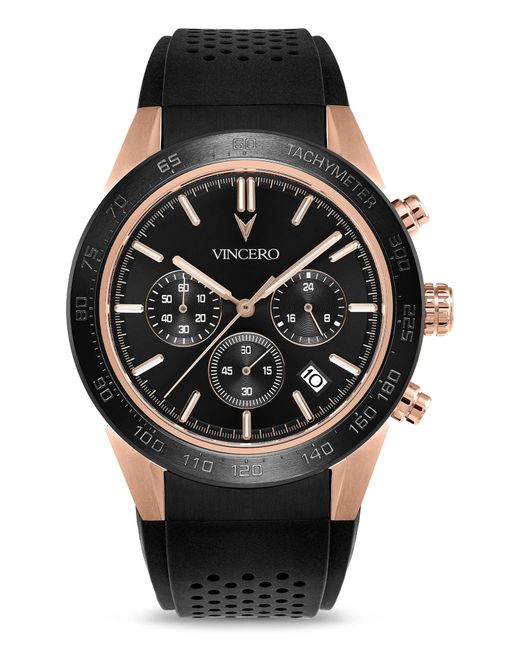 Vincero Rogue Chronograph Silicone Strap Watch 43mm in Rose Gold at