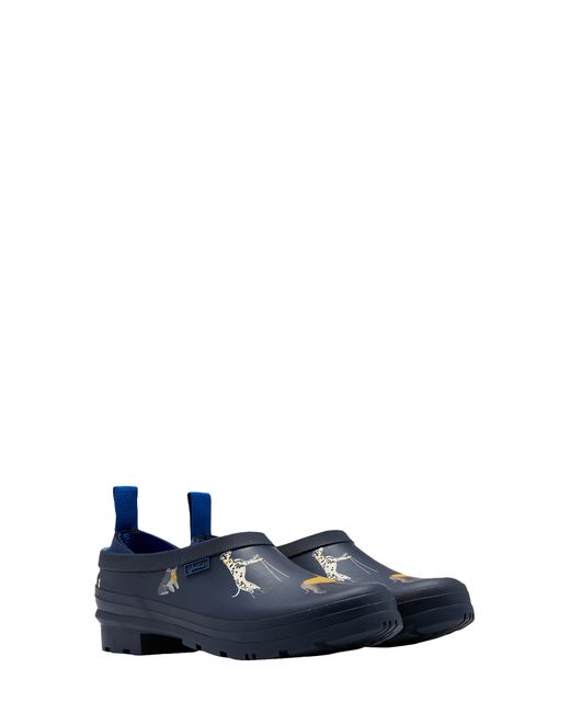 Joules Pop On Waterproof Rain Boot Clog 10 in Navy Dog at