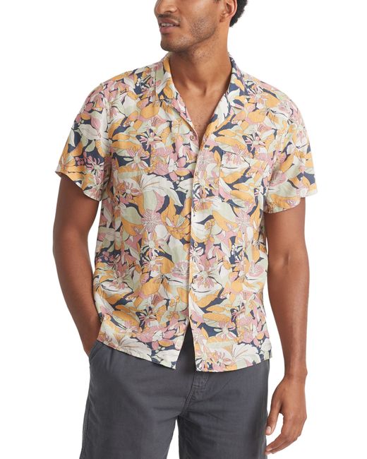 Marine Layer Floral Short Sleeve Button-Up Resort Shirt Medium in Vintage Print at