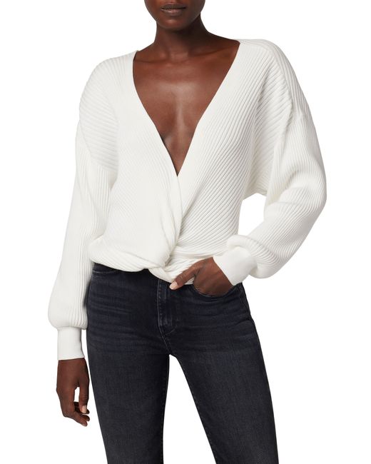 Hudson Jeans Hudson Plunge Neck Twist Front Cotton Sweater in at