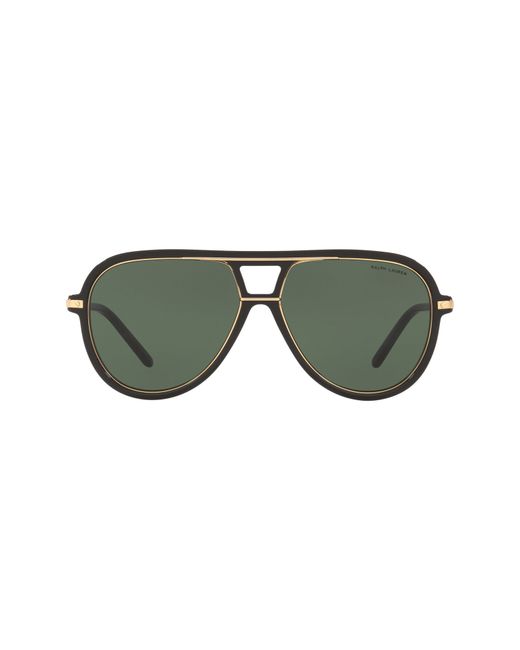 Ralph Lauren 58mm Aviator Sunglasses in Shiny Black at