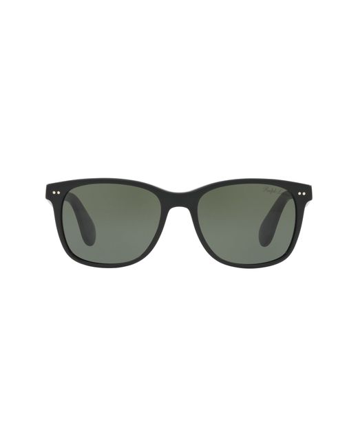Ralph Lauren 56mm Square Sunglasses in Shiny Black/green at