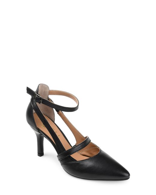 Journee Signature Vallerie Pointed Toe Pump in Leather at 6