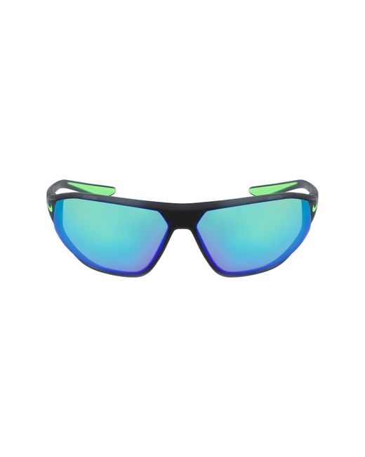 Nike Aero Swift 65mm Oversize Rectangular Wrap Sunglasses in Matte Dark Grey/grey at