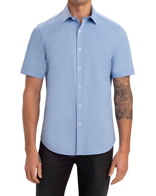 Bugatchi OoohCottonR Tech Miles Short Sleeve Button-Up Shirt in at