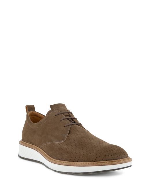 Ecco ST.1 Hybrid Perforated Plain Toe Derby in Birch at 10-10.5Us