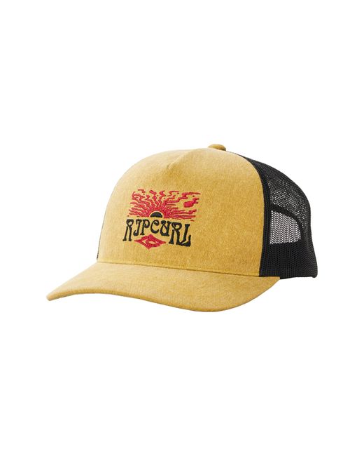 Rip Curl Logo Trucker Hat in Mustard 1041 at