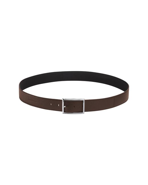 Longchamp Reversible Leather Belt in Mocha/Black at