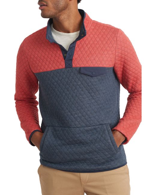 Marine Layer Corbet Colorblock Quilted Pullover in Mood Indigo at