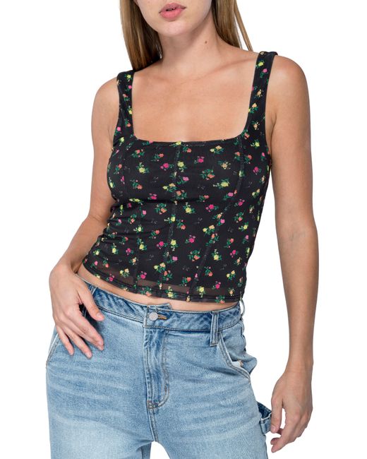 Afrm Cort Mesh Corset Crop Tank in at