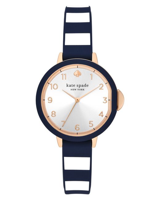 Kate Spade New York park row stripe silicone strap watch 34mm in at