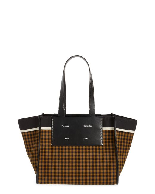Proenza Schouler White Label Large Morris Check Canvas Tote in Tobacco at