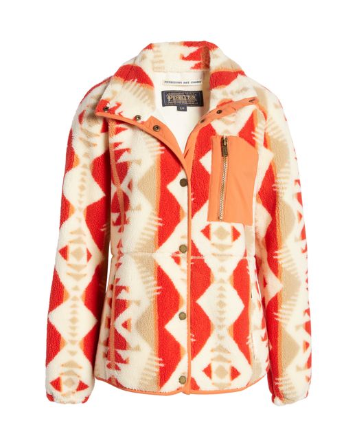Pendleton Pike Print Snap Front Fleece Jacket in at