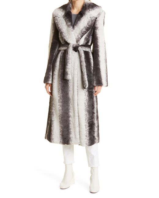 Rotate Birger Christensen Blakely Faux Fur Coat in Titanium at 6 Us