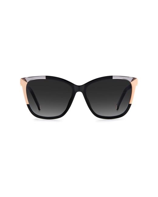 Carolina Herrera 58mm Rectangular Sunglasses in Black Nude Grey Shaded at