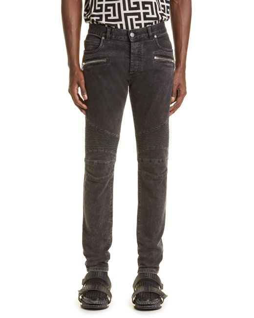 Balmain Moto Slim Fit Jeans in Washed at 33