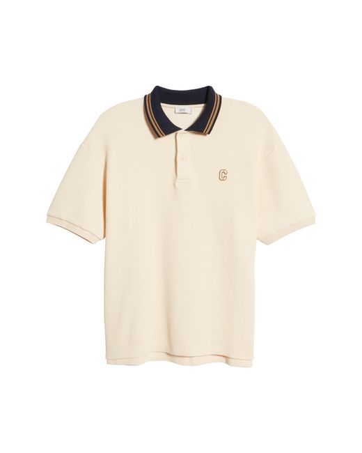 Closed Tipped Organic Cotton Pique Polo in Ecru at X-Large