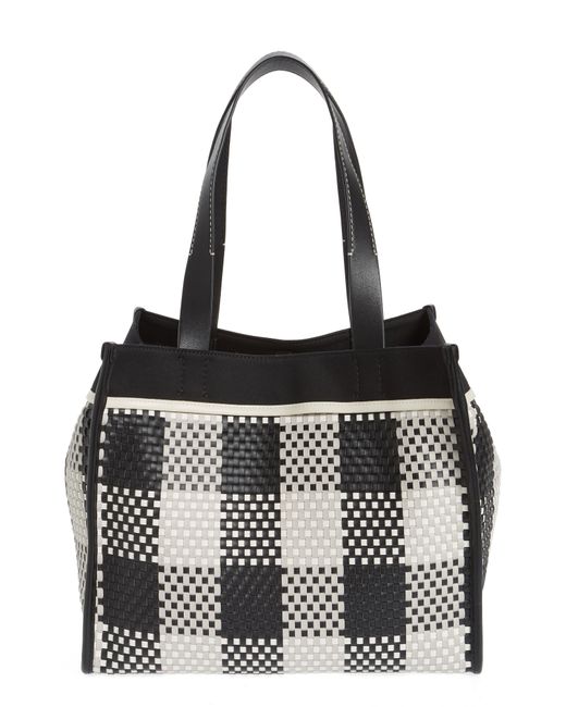 Proenza Schouler White Label Large Morris Woven Plaid Tote in Black/Grey/White at