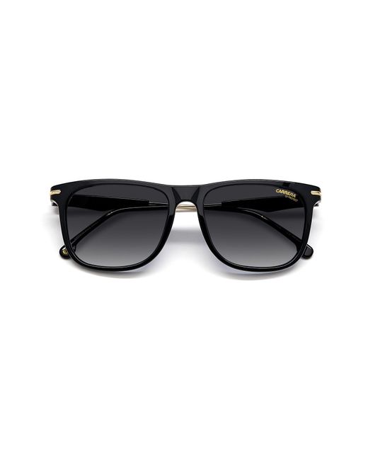 Carrera Polarized Rectangular Sunglasses in Black Gold Grey Shaded at