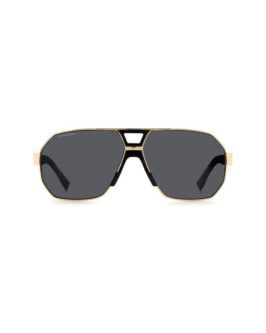Dsquared2 63mm Aviator Sunglasses in Gold Black Grey at
