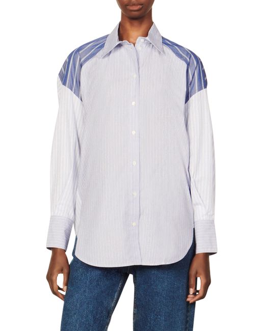 Sandro Oriane Stripe Cotton Button-Up Shirt in at