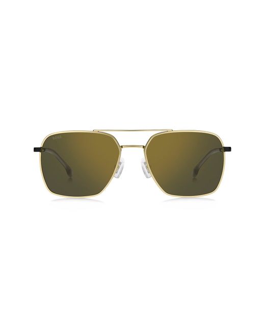 Boss 57mm Polarized Aviator Sunglasses in Matte Gold Black Grey at