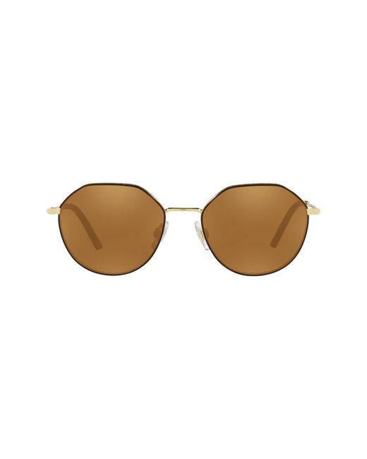 Dolce & Gabbana Phantos 54mm Round Sunglasses in Gold Mirror at