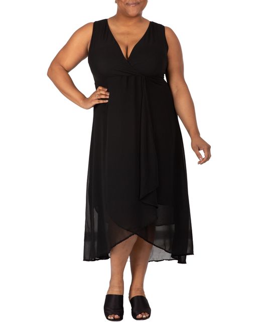 Standards & Practices Faux Wrap Midi Dress in at