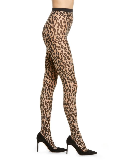 Wolford Josey Leopard Tights in Fairly Light at
